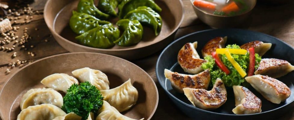 Nepalese Ricotta & Spinach Momos with Smoked Chilli & Tomato Achaaar