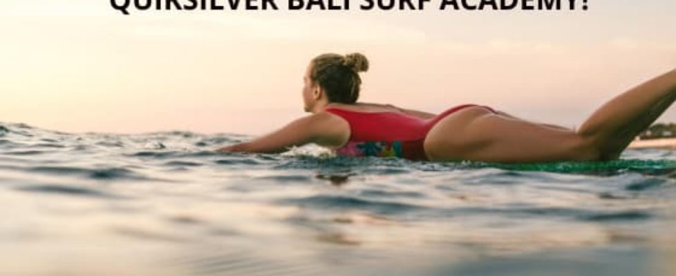 woman learning to surf in bail
