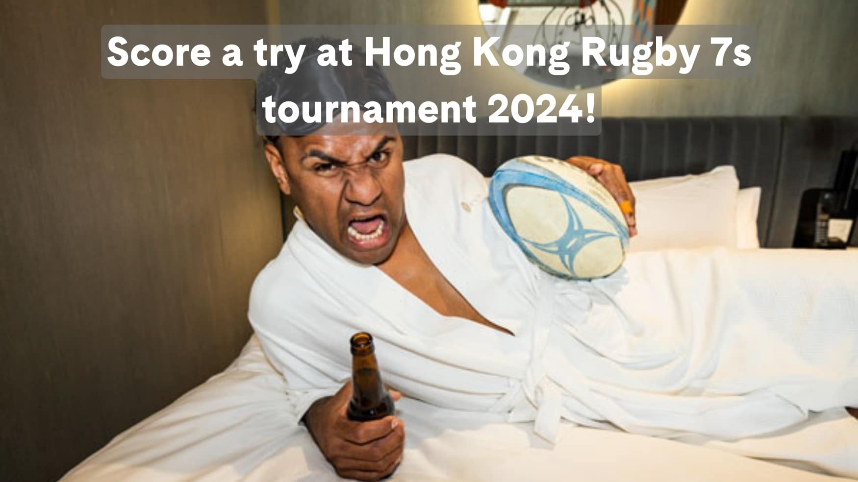 man with rugby on the bed